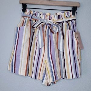 NWT Evolutionary Linen Rainbow Striped Shorts Size M